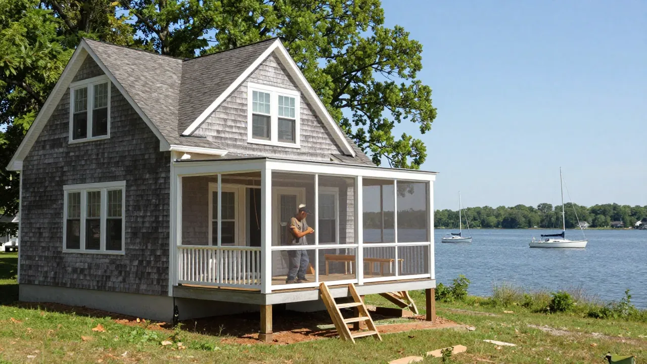 Screened porch build on a waterfront bungalow in Annapolis, MD — Eagle Home Improvements