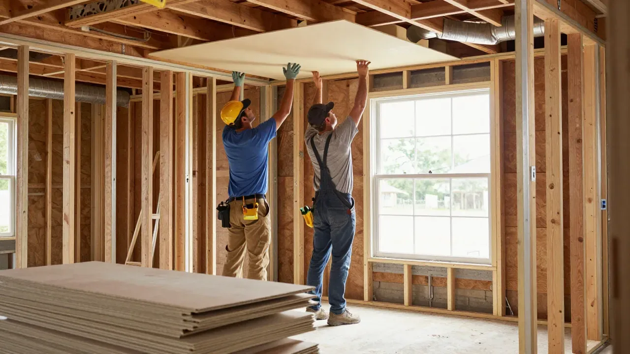 Basement drywall installation on a townhouse in Columbia, MD — Eagle Home Improvements