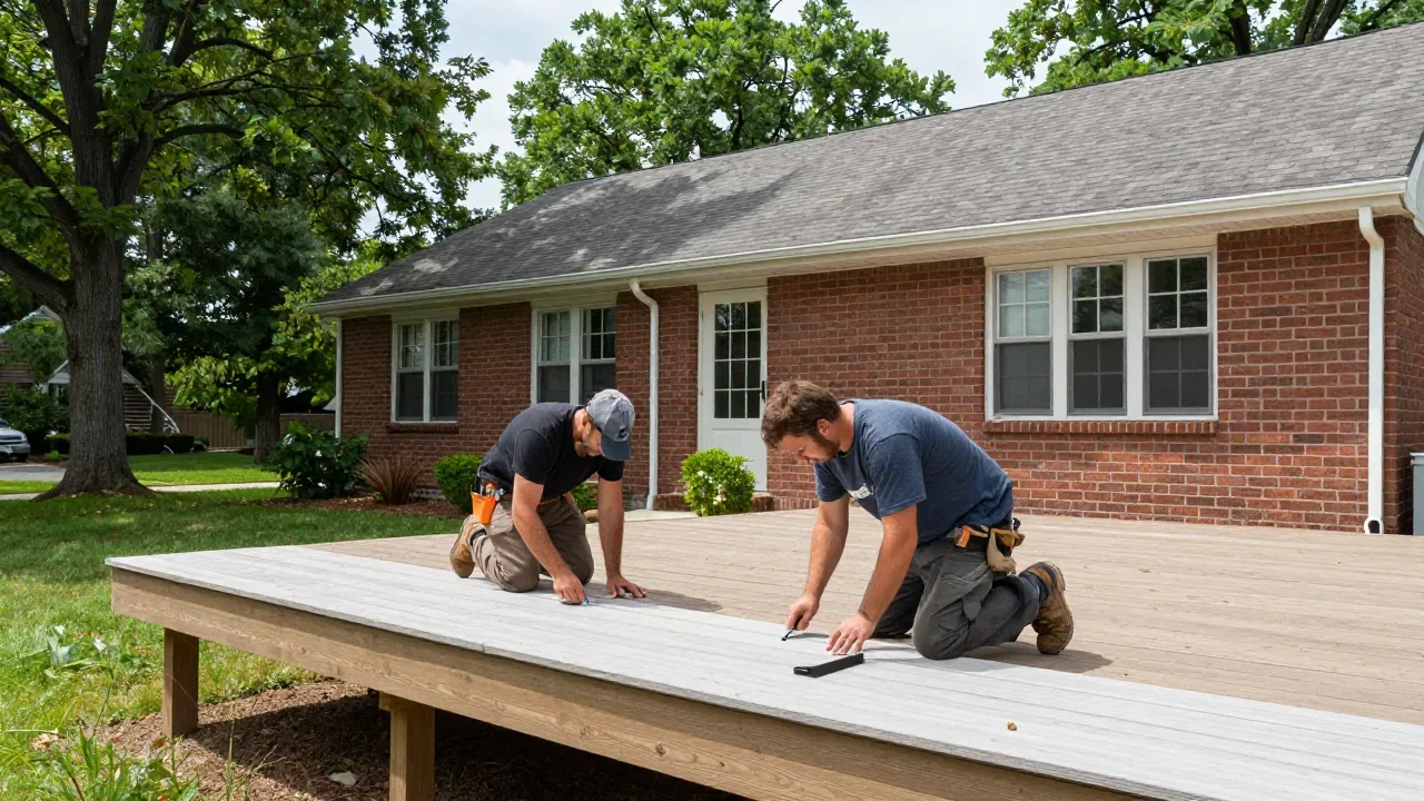 Composite deck build on a 1950s brick rancher in Silver Spring, MD — Eagle Home Improvements